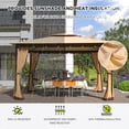 thumbnail image 4 of 10'x12' Outdoor Gazebo with Double Roof, Metal Frame Patio Gazebo with Netting, Water-Resistant Canopy Tent for Backyard, Deck, Garden, Patio, Khaki, 4 of 8