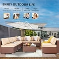 thumbnail image 5 of Royalcraft 5 Pieces Outdoor Patio Furniture All-Weather Patio Conversation Set Wicker Sectional Sofa with Table and Beige Cushions, 5 of 8