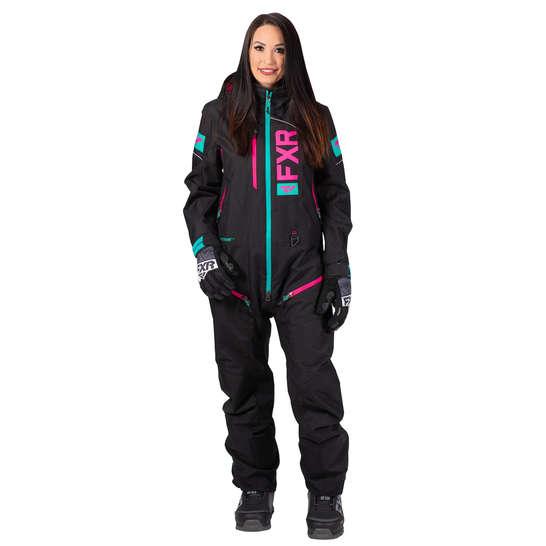 FXR Womens Black/Elec Pink/Mint Recruit Lite Monosuit Snowmobile 2020