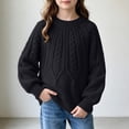 thumbnail image 4 of StSilkitty Boys Girls Pullover Sweaters Long Sleeve Crewneck Cable Knit Sweater Tops Fall Winter Warm Clothes Size 6-12, 4 of 7