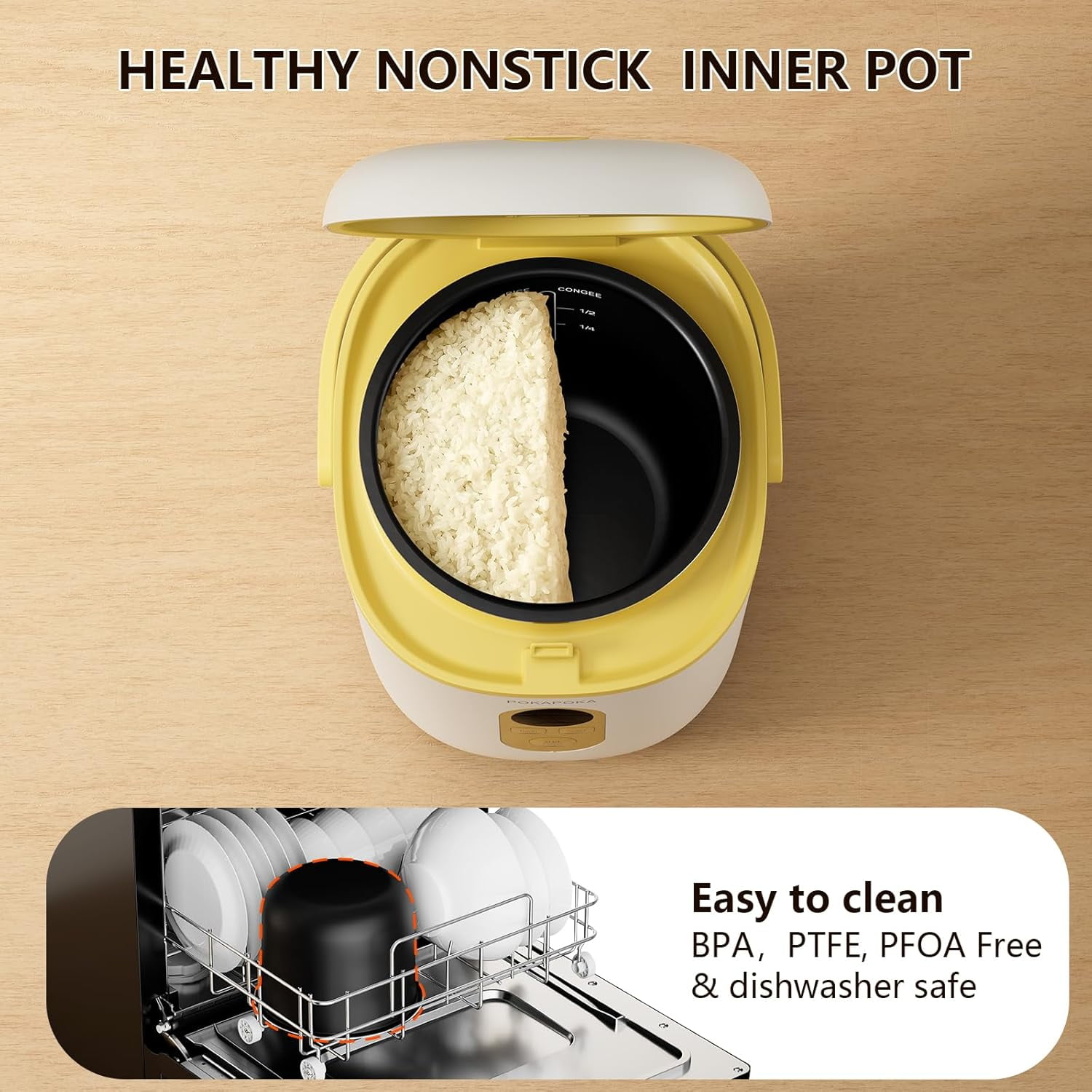Mini Rice Cooker 2 Cup Uncooked, Small Travel Rice Cooker with Portable Handle, 24-H Timer Delay, LED Display, 1.2L Non-stick Inner Pot