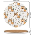 thumbnail image 3 of SKYSONIC Round Drink Coasters 2 Pcs Welsh Corgi Absorbent Ceramic Coaster with Cork Base for Coffee Cups for Home Decor, 3 of 6