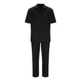 thumbnail image 1 of Blusa de Manga Corta Casual Sólido Turndown Cuello Superior Y Pantalones Traje Conjunto, Traje de Moda de Poliéster para Hombres, Lavado de Manos Primavera Verano, 1 of 4