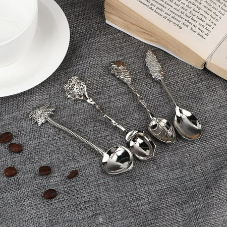 

4pcs Coffee Spoon Vintage Tea Spoon For Ice Cream Cake Silver