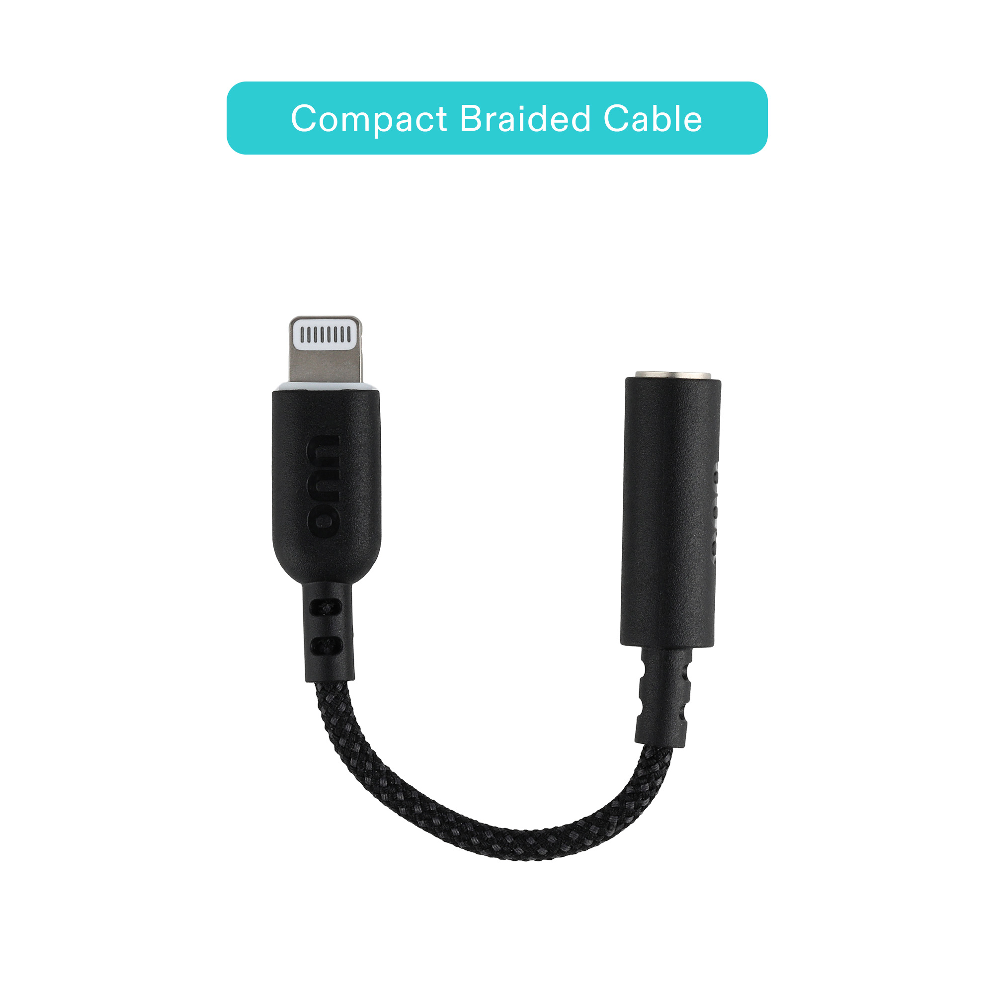 onn Adaptador Trenzado Lightning a AUX de 3.5mm, Negro 4