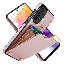 Wallet Case for Samsung Galaxy A53 5G, Vintage Premium PU Leather Ultra Slim Case with Card Holder, Protective Anti-drop Magnetic Clasp Phone Case for Samsung Galaxy A53 5G, Rosegold