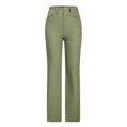 thumbnail image 4 of HAPIMO Cotton Linen Straight Pants with Pocket for Women Summer High Waist Fashion Solid Relaxed Trousers Casual Button Workout Army Green M, 4 of 8
