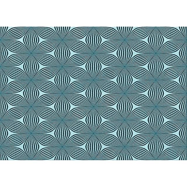 Ahgly Company Tapis d'Intérieur Lavables en Machine Rectangle Transition Bleu Lagon Bleu, 2' x 4'