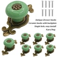 thumbnail image 4 of Pomos de cerámica retro para gabinete, [paquete de 8] pomos vintage para cajones con placa trasera, pomos decorativos para cocina (verde, 8 piezas), 4 of 5