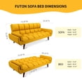thumbnail image 3 of Aukfa 75" Flared Arm Futon Convertible Sofa Bed, Linen Sleeper Couch for Home Office, Yellow, 3 of 19