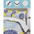 thumbnail image 4 of Quilts Twin-XL Size Bedding Set, Yellow Blue Sunflowers Lightweight Quilted Comforter, Boho Retro Floral Rustic Blossom Soft Reversible Bedspread Coverlet with Pillow Covers for All Season, 68" x 98", 4 of 7