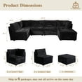 thumbnail image 6 of Ovios 130" Modular Sectional Sofa U Shaped Couch with Ottoman 6-Seater Extra Deep Seat Convertible Cloud Couches for Living Room, Black, 6 of 9