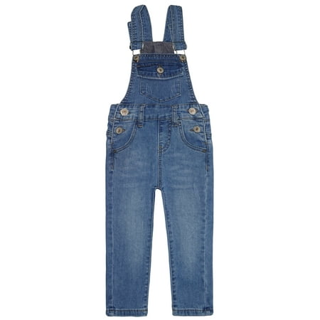 

KIDSCOOL SPACE Little Boys Slim Fit Jeans Toddler Flap Bib Pocket Fashion Denim Overalls Light Blue 12-18 Months