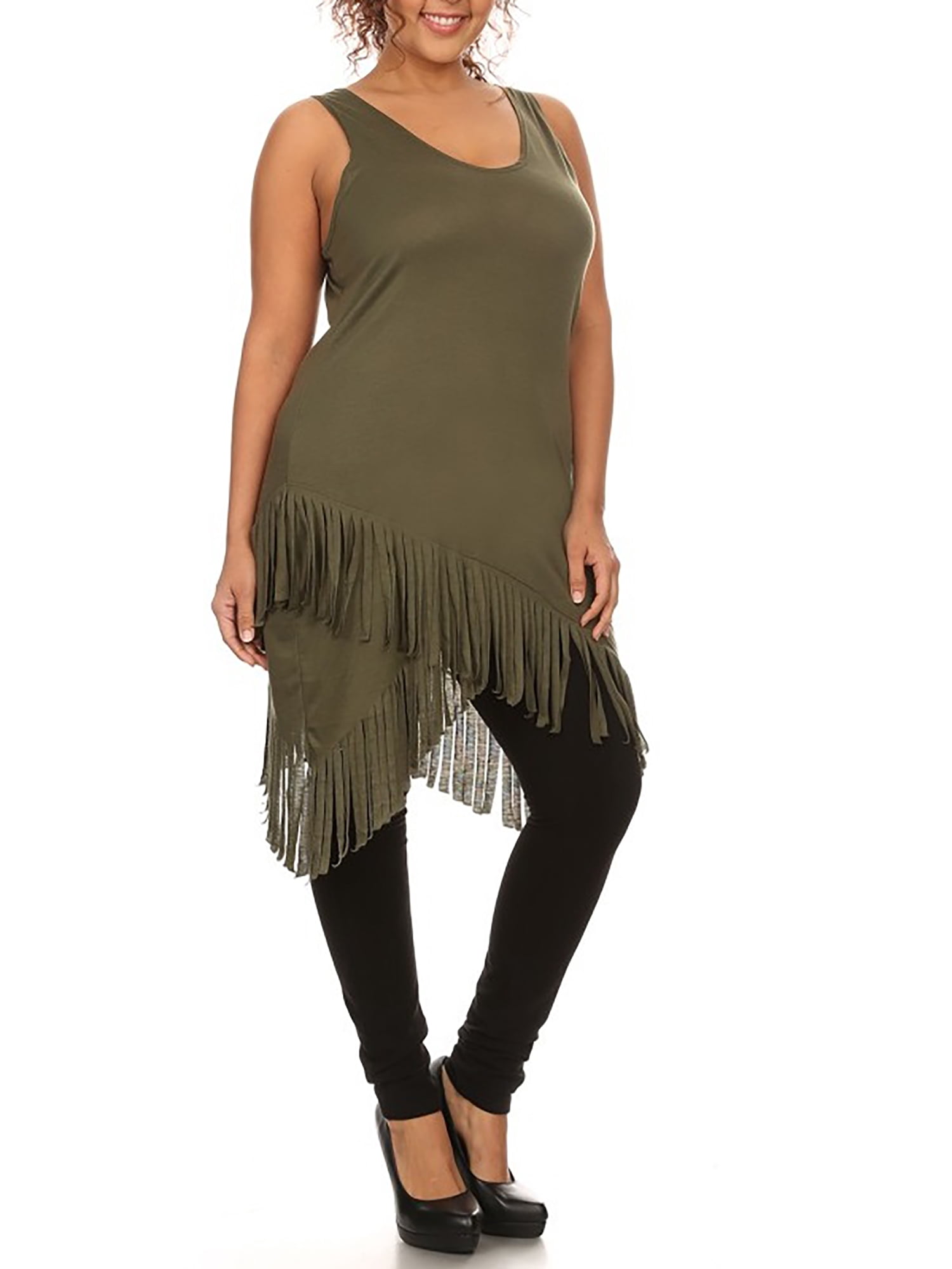 Ella Samani Women's Plus Size Fringe Hemline Dress