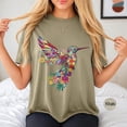 thumbnail image 3 of Floral Hummingbird Shirt ,Animal Lover Tee, Bird T Shirts, Trendy Tee, Gift For Her, Bird Lover T-Shirt, Spring Birds,Flower, 3 of 6