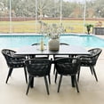 thumbnail image 3 of PURPLE LEAF 7 Pieces Patio Dining Set, Rectangular Aluminum Outdoor Table and 6 Wicker Chairs with Cushions for Garden Kitchen and Porch, Grey, 3 of 11