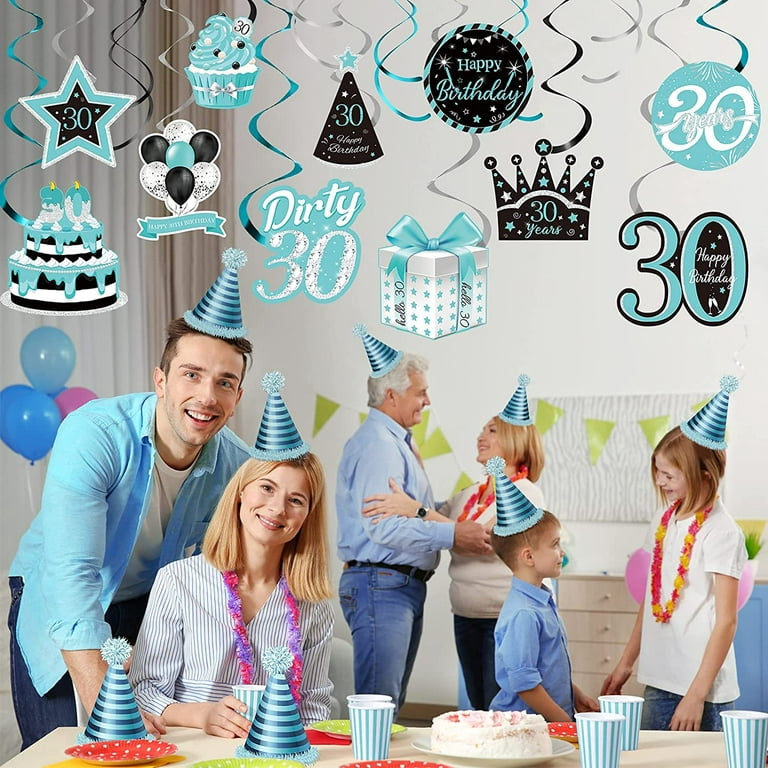 Blue Panda 30 Pack Happy Birthday Swirl Decorations, Hanging Party  Streamers, 35-38