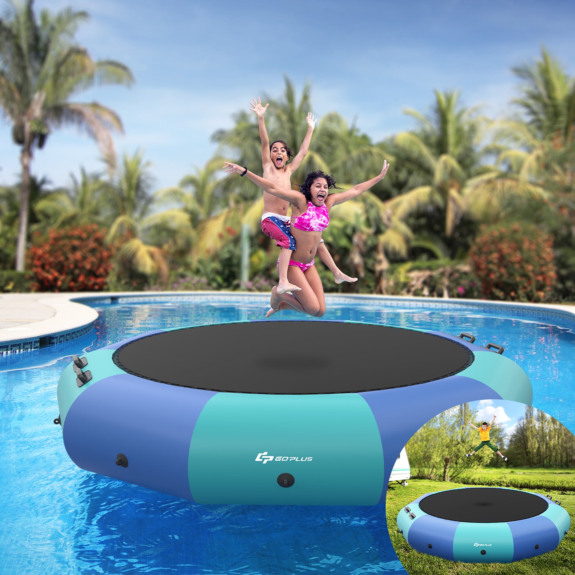 Verzorgen rijm vlinder Goplus 12FT Inflatable Water Bouncer Splash Padded Water Trampoline Blue &  Green - Walmart.com