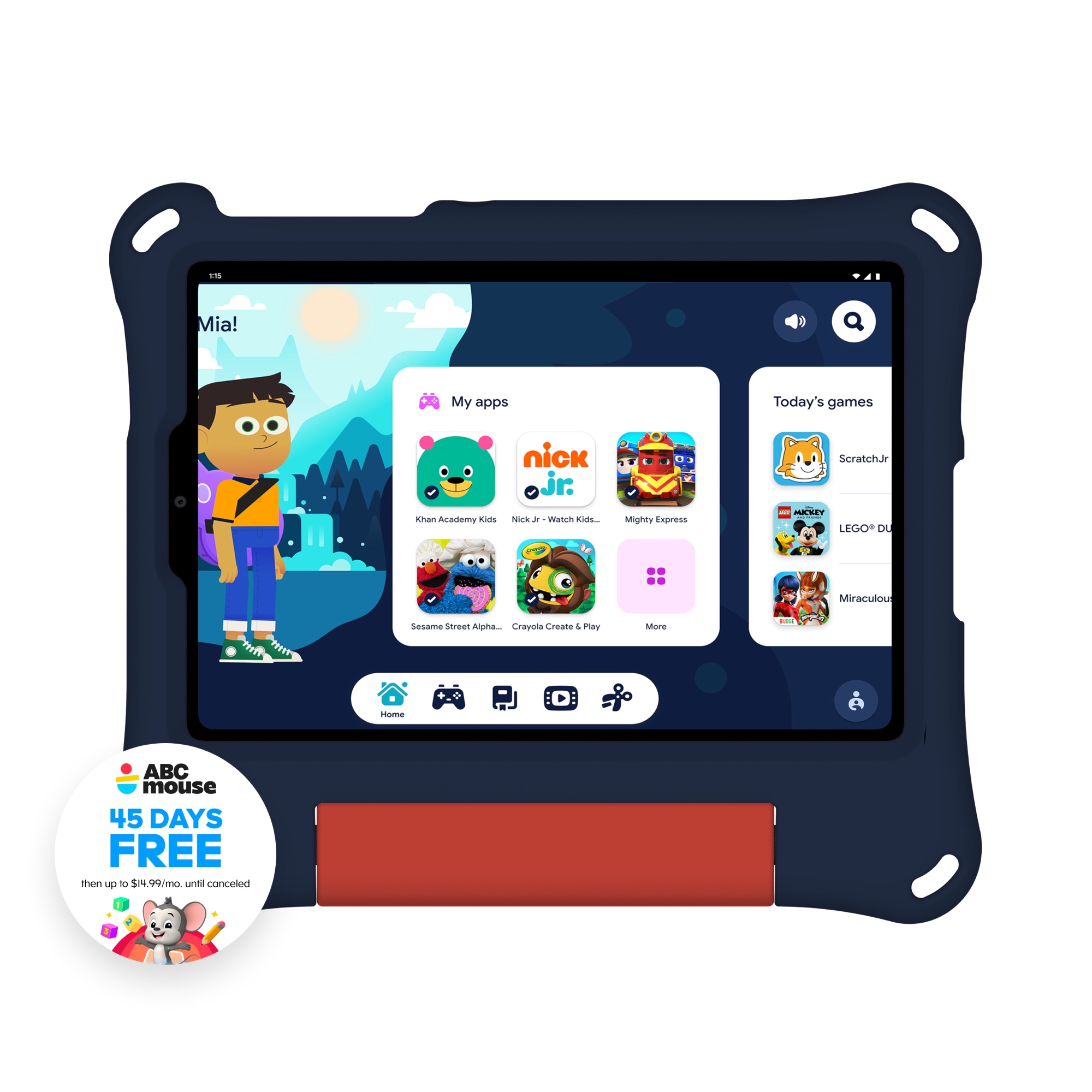 onn 8" Kids Tablet, 64 GB, Android 16, Blue (2026 Model)