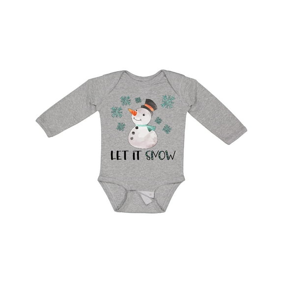 Inktastic Let It Snow Cute Snowman in Hat and Scarf Boys or Girls Long Sleeve Baby Bodysuit