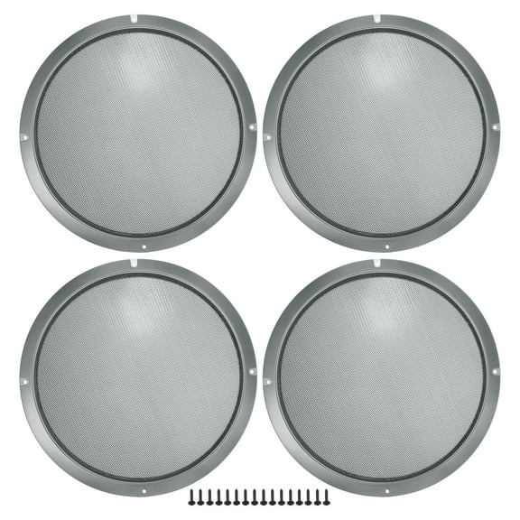 Unique Bargains 4 Pcs 10" Car Speaker Grills Cover Mesh Round Audio Subwoofer Protector with Mounting Screws Iron Gray