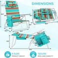 thumbnail image 2 of pirecart Folding Beach Chair, 5 Position Lay Flat Beach Chair with Cup Holder, Padded Headrest, Cooler Pouch, Storage Bag, Towel Bar, Orange, Yellow and Blue Stripes, 2 of 10
