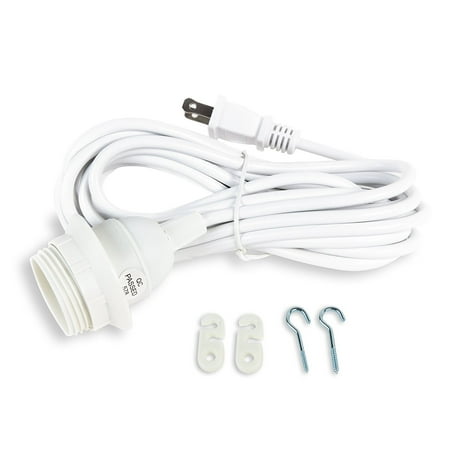 15 feet long white ceiling pendant lamp cord set easy to set up all