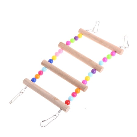 SDFGTstore Bird Parrot Toys Swing Ladder Bridge Wooden Chewing Toy Colorful Beads for Finch