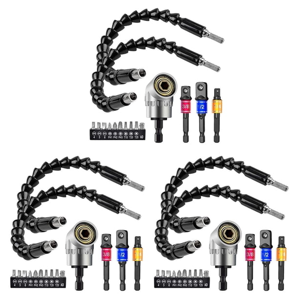3Conjunto Vástago Hexagonal de ExtensióN de Taladro Flexible Juego de Brocas de Tuerca Juego de Adaptadores de Enchufe Universal de 9 Piezas, Juego de Puntas de Destornillador