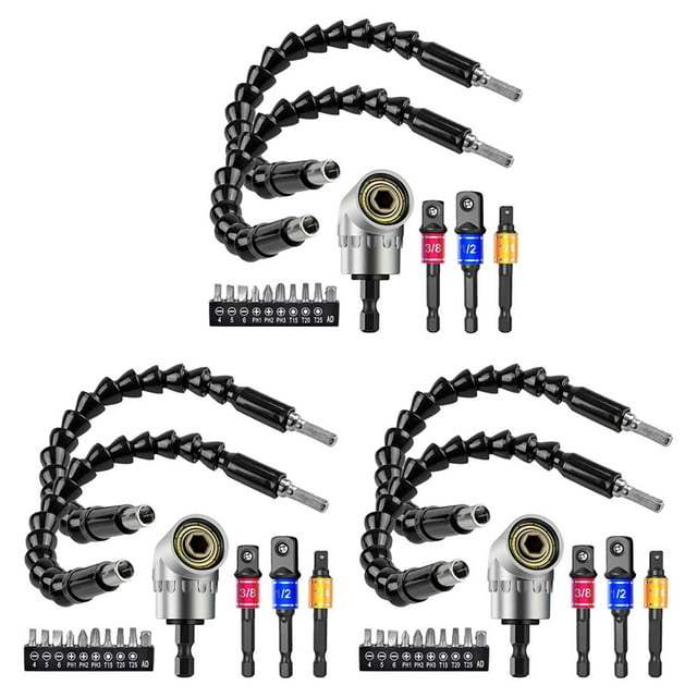 3Conjunto Vástago Hexagonal de ExtensióN de Taladro Flexible Juego de Brocas de Tuerca Juego de Adaptadores de Enchufe Universal de 9 Piezas, Juego de Puntas de Destornillador