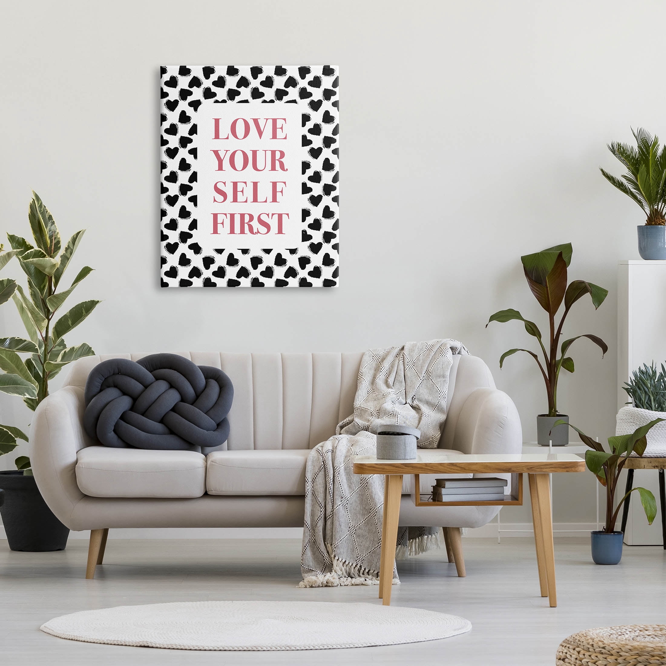 Stupell Industries Love Yourself First Phrase Graphic Art Gallery Wrapped Canvas Print Wall Art, Design by Martina Pavlova