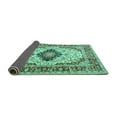 thumbnail image 2 of Ahgly Company Indoor Round Medallion Turquoise Blue Traditional Area Rugs, 5' Round, 2 of 4