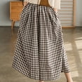 thumbnail image 4 of FRSASU Women's Fashionable and Comfortable Cotton Linen Pants Elastic Waist Plaid Wide Leg Capri Pants, 4 of 5
