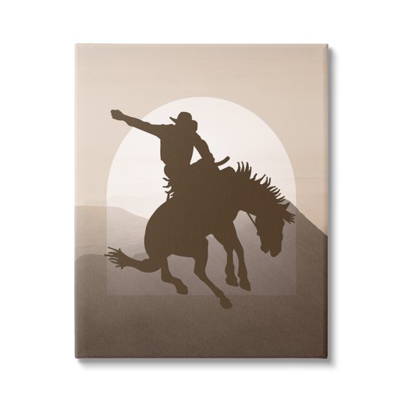 Stupell Industries Modern Cowboy Silhouette Animals & Insects Painting Gallery Wrapped Canvas Art Print Wall Art, 16 x 20