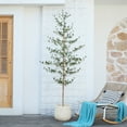 thumbnail image 6 of DR.Planzen 7ft Faux Black Olive Tree - Realistic Potted Artificial Tree with Natural Trunk & Silk Leaves - Tall Faux Plant for Home, Office, Indoor & Outdoor Decor - Low Maintenance & UV Resistant, 6 of 11