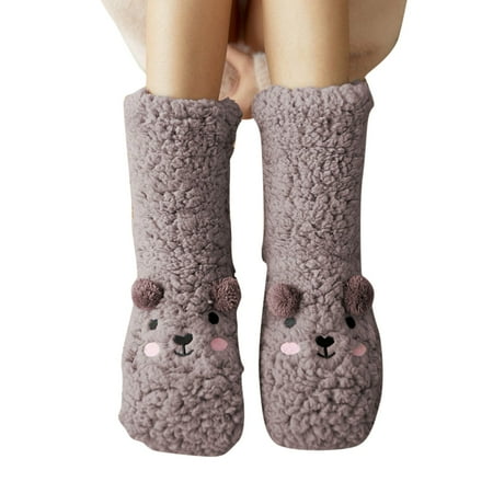 

Huaai socks for women Winter Floor Socks Thickened Coral Socks Warm Socks cute socks Grey