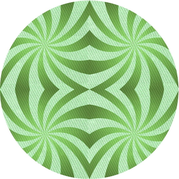 Ahgly Company Indoor Round Patterned Light Green Area Rugs, 4' Round