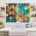 thumbnail image 2 of Orange Leaf Kitchen Curtains 72 Inch Length, Abstract Oil Painting Branch Turquoise Grommet Top Bedroom Living Room Curtains, Light Filtering Cafe Curtain Drapes 2 Panels Set 104''x72'', 2 of 9