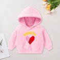 thumbnail image 2 of KPOPLK Toddler Baby Fleece Loose Hoodie Fall Winter Kids Sweatshirt Long Sleeve Cute Print Drop Shoulder Pullovers Top Clothes Pink Size 3-4 Years, 2 of 7