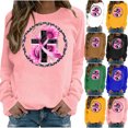 thumbnail image 1 of QATAINLAV T-Shirts pour Femmes Cancer du Sein Automne Manches Longues Col Rond T-Shirt Imprimé Graphique Nouveauté Chandail en Molleton Mignon Chandail pour Sortir 50 % de Réduction Aujourd'hui Vert TTG, 1 of 6
