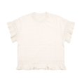 thumbnail image 5 of Women's Round Neck Short Sleeve Knitted Sweater Ruffled Hem Pullover with Openwork Pattern for Summer, 5 of 5
