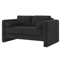 Loveseat Sofa Couch, Black, Fabric, Living Kitchen Cafe Bistro Hospitality Restaurant, Modern Contemporary HB34798