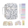 thumbnail image 1 of Travel Notebook with Quilted Design Highlighter Tabs Large Book Cover Carrying Handle and Zipper for Outdoor Use, 1 of 4
