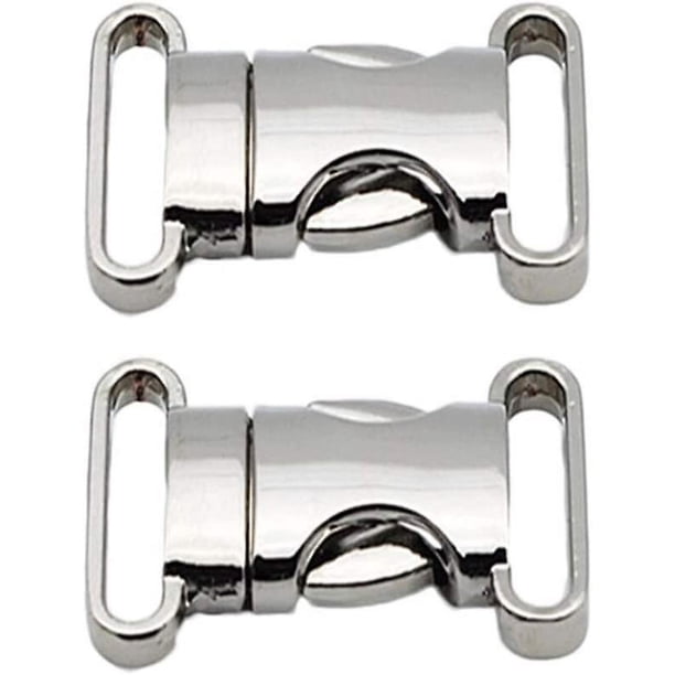 2 hebillas de metal de liberación lateral, clips de liberación rápida ajustables, accesorios de bricolaje para mochilas de paracord, riñoneras, collares para perros de 25 mm (plateado)