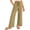 1-Khaki18, variant on Oiyii Girls High Rise Wide Leg Pants Cotton Linen Elastic Waist Bow Pants, Sizes 5-14