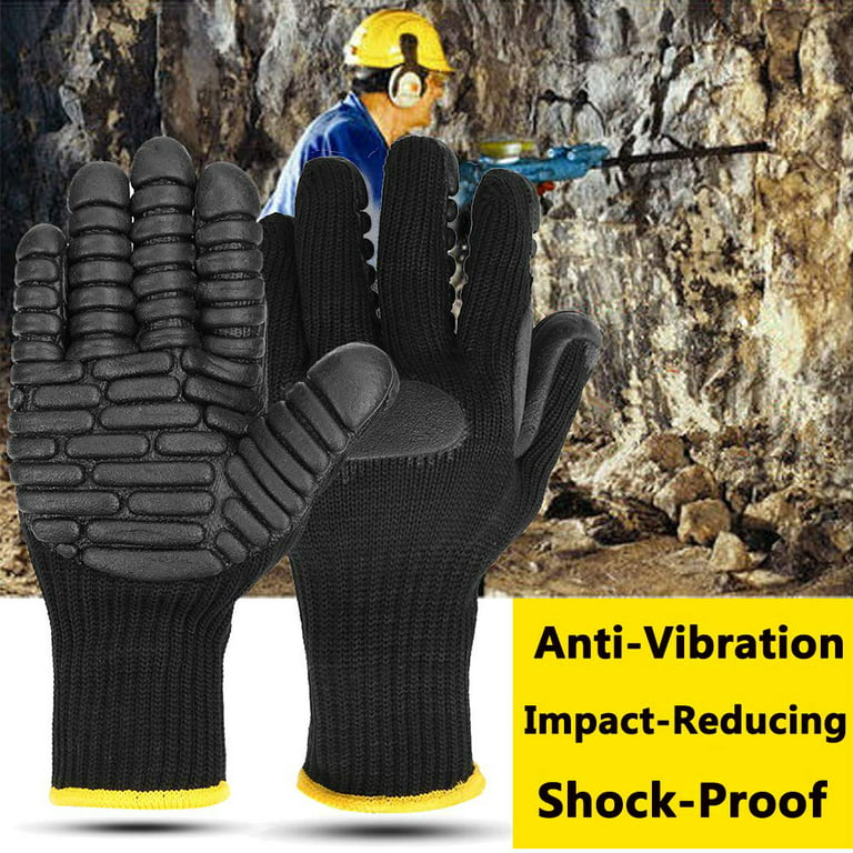 Windfall Working Gloves, Anti Vibration Shock Resist Absorbing Safety Mechanic Working Protective Gloves, Men's, Black