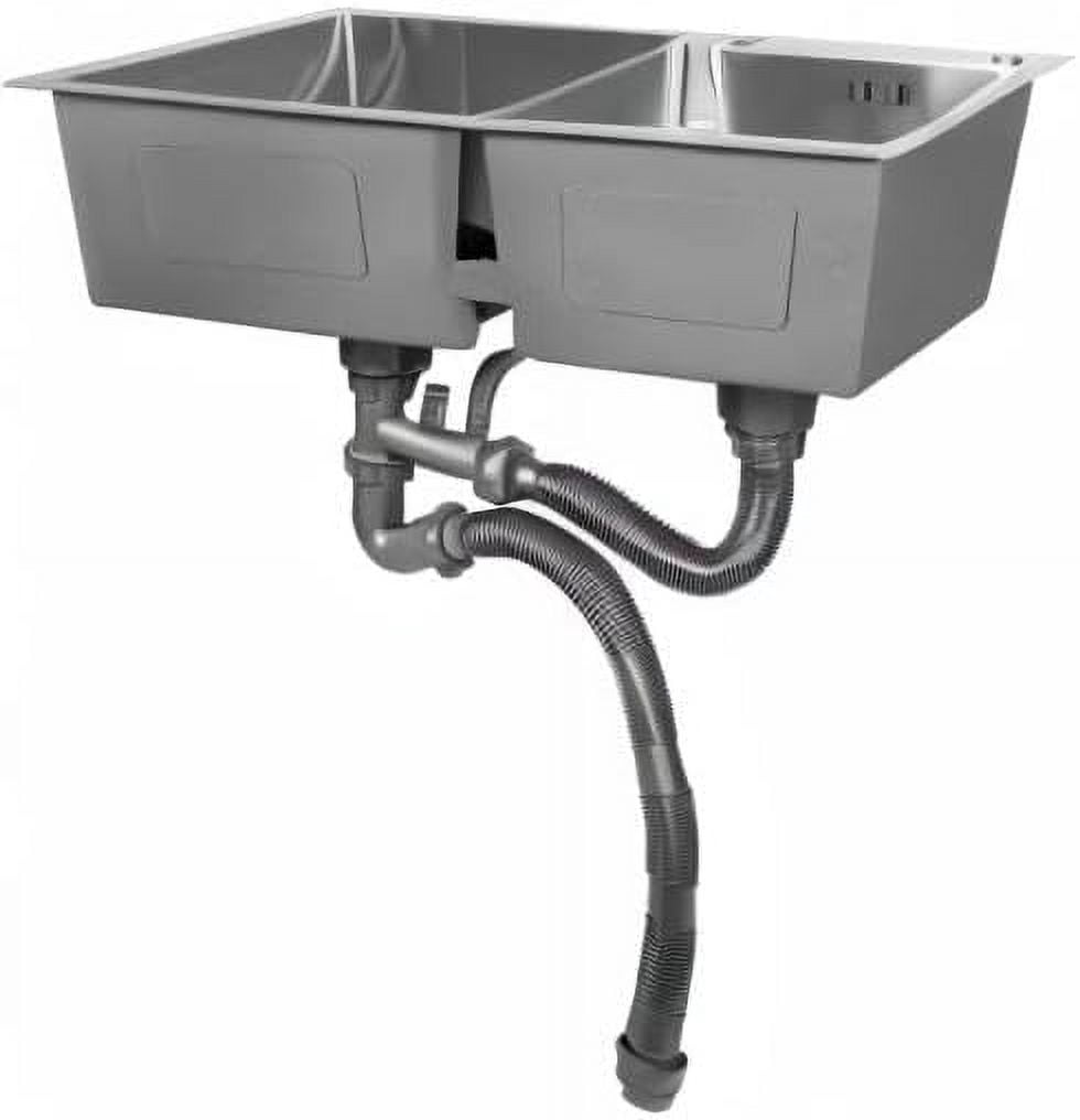 30"x17" Double Bowl Kitchen Sinks 304 Stainless Steel Kitchen Sink Drop in Sink Undermount 2 Bowl Utility Sink RV Bathroom Sinks With Drain For Kitchens Terraces Farms