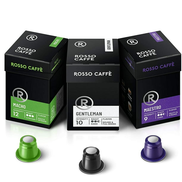 Rosso Coffee Pods Nespresso Original Machine Extra Dark Roast Gourmet