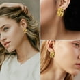thumbnail image 3 of Lancharmed Gold Plated Earrings for Womens,Rectangular Earring Birthday Gifts for Women, 3 of 8