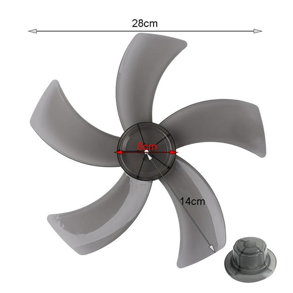 Plastic Fan Blade With Nut Cover 5-Leaf Design for Pedestal or Desk Fans Black or White Replacement Part for 12"/280Mm Fans Black